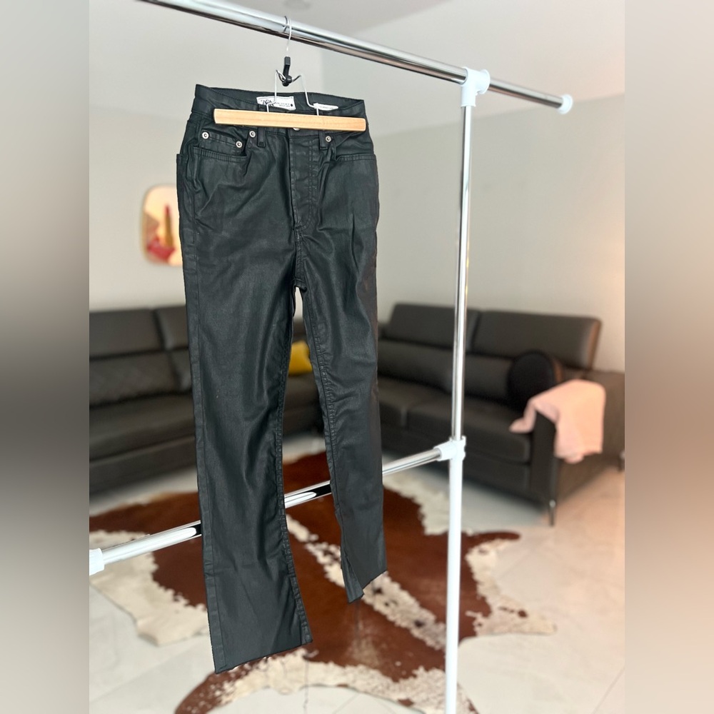 Zara Shiny Black Flare Pants XXS